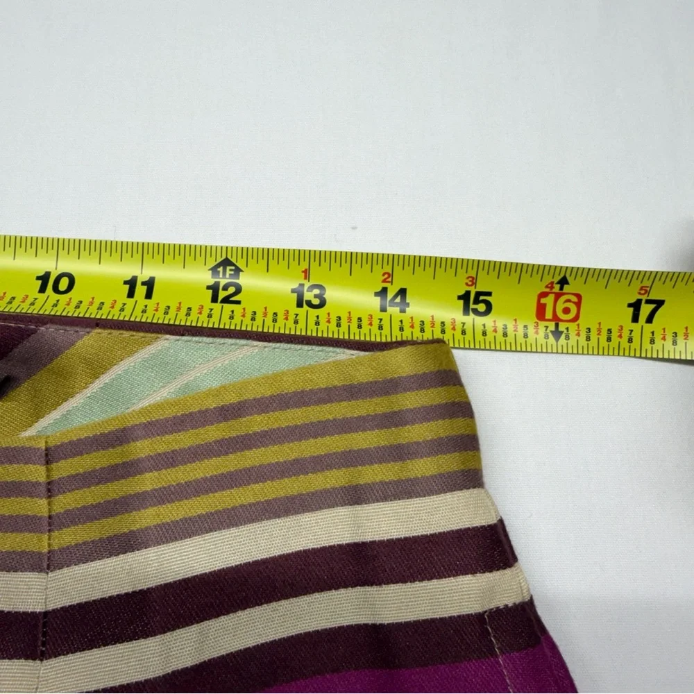 J. McLaughlin Skirt Striped Pleated Pockets 8 Purple Multi‎ Womens Career Preppy